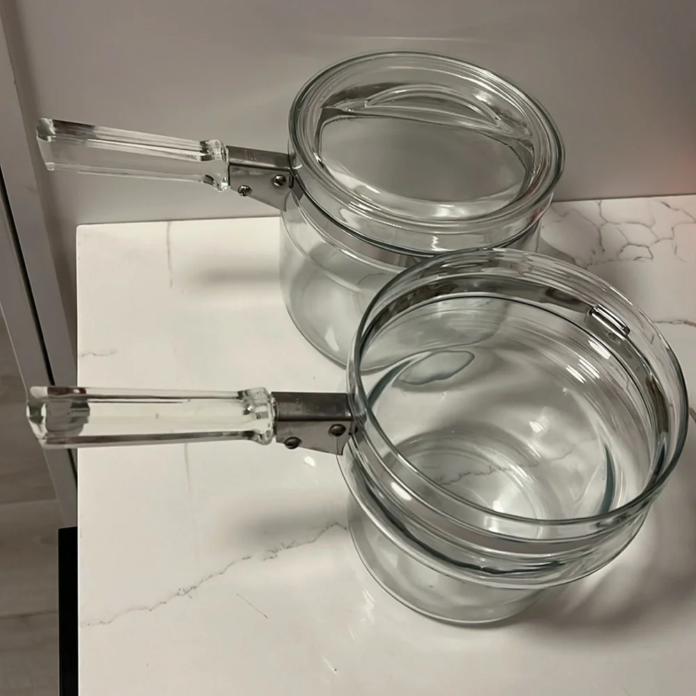 Vintage Pyrex Flameware #6283 Double Boiler Pot & Lid Set